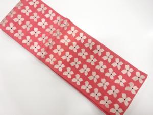 アンティーク　本場筑前博多　花模様織り出し半幅帯（着用可）